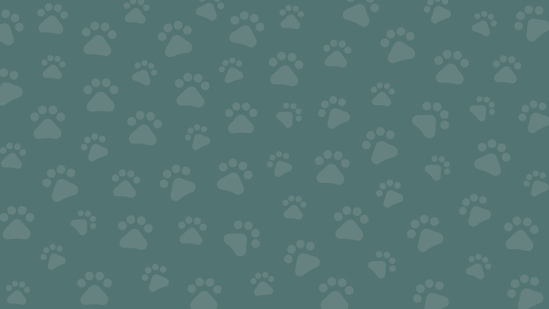 A teal background is covered with a repeating pattern of lighter teal paw prints, creating a playful and dynamic design that's perfect for any veterinarian's office.